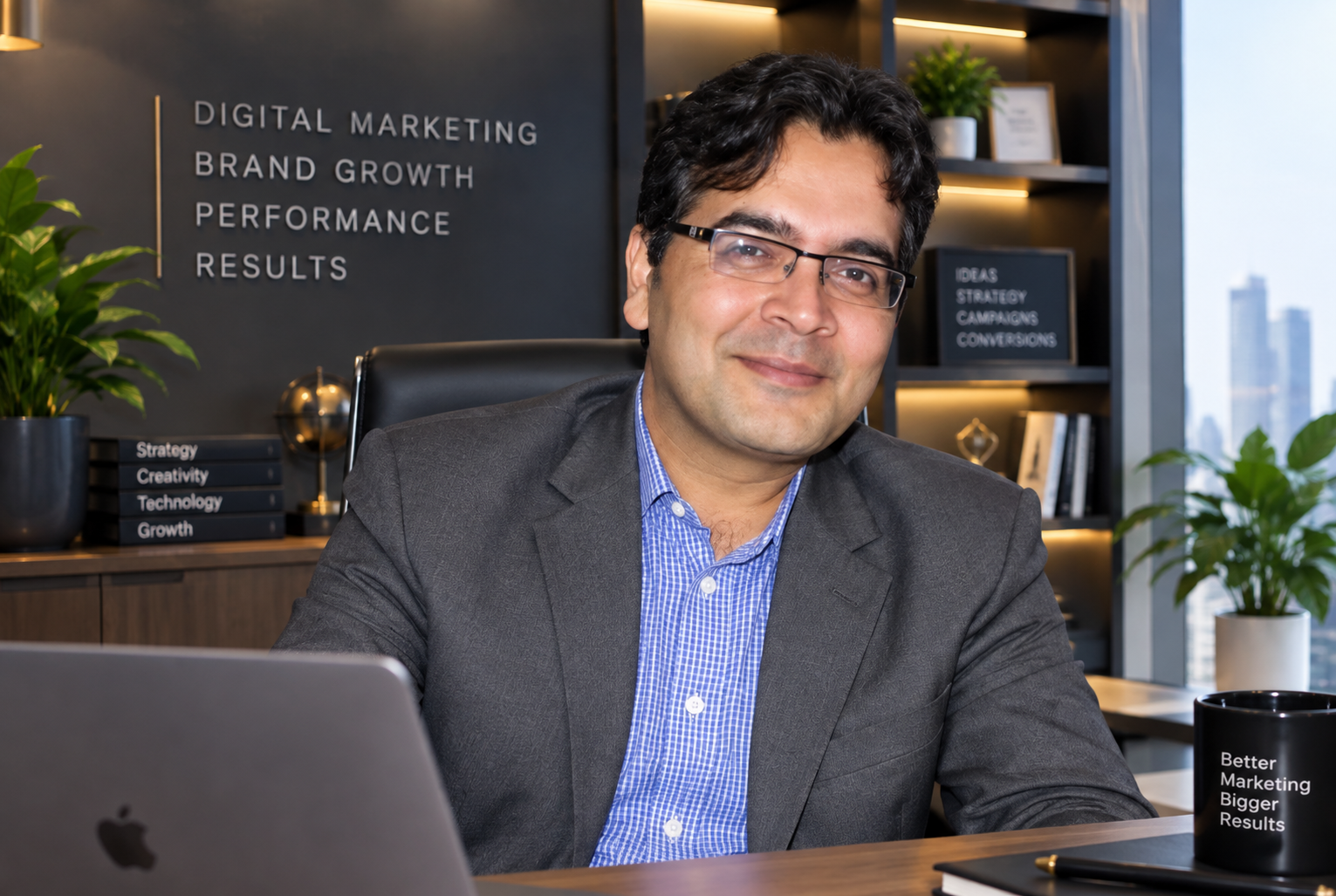 team-2 Vikram Chaudhary, founder of Marketing4You, in his office
