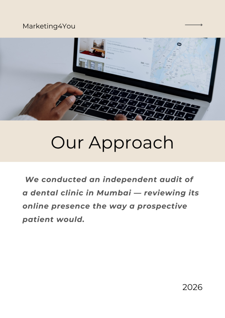 Home Marketing4You's approach to auditing a dental clinic's online presence